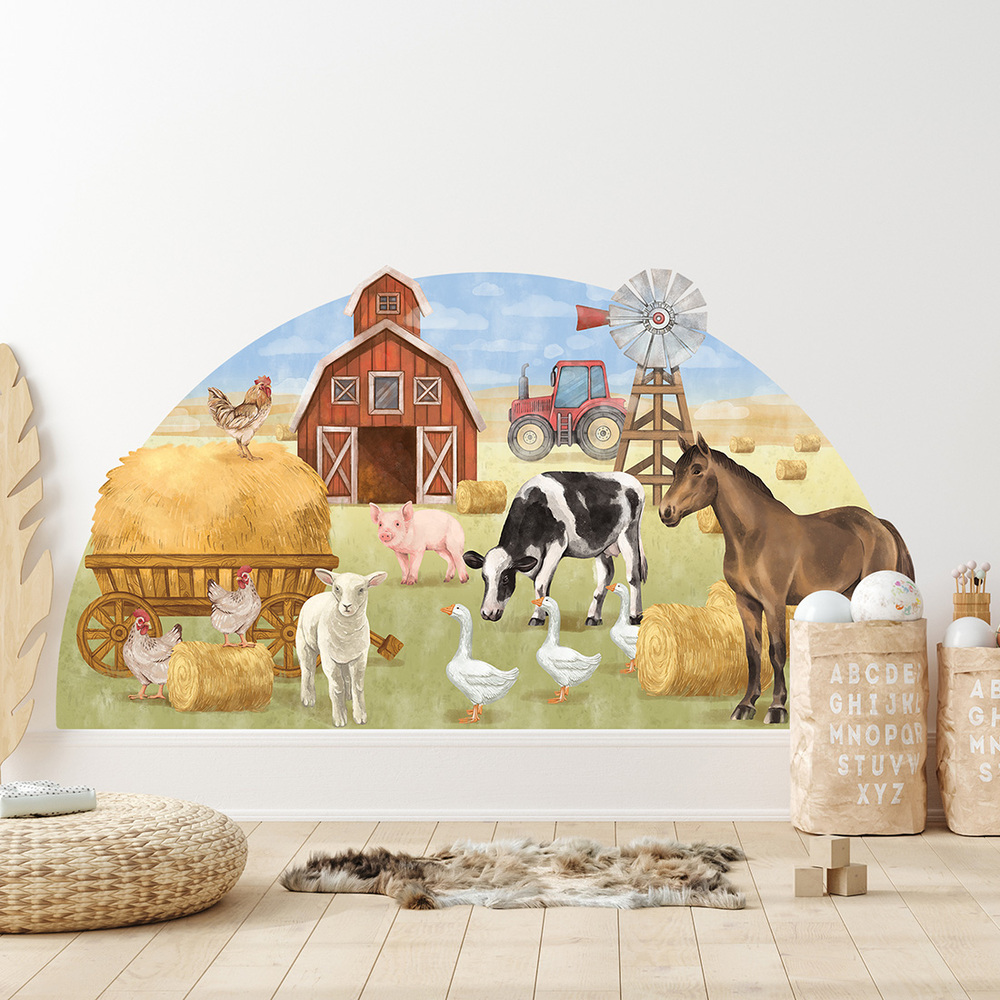 Wand dekoriert mit Bauernhof Wandsticker