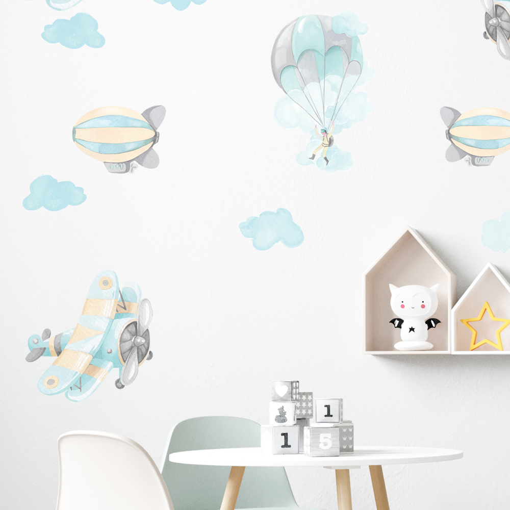 Kinderzimmer dekoriert mit Flugzeuge Sticker