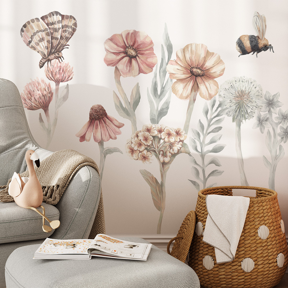 Wandaufkleber Motiv Wildblumen-Set I