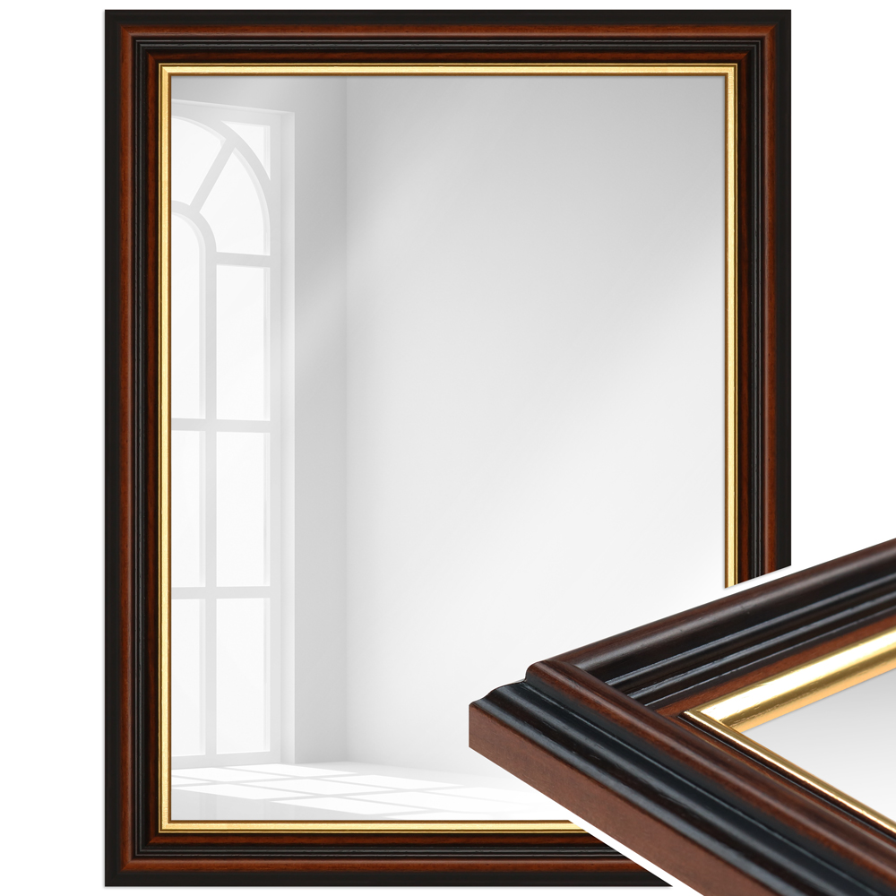 Mende Frames Wandspiegel H015 Braun 40 x 40 cm aus Holz Made in Germany