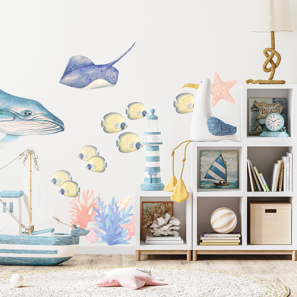 Wand dekoriert mit Meerestiere I Wandsticker