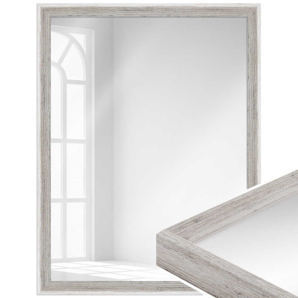 Mende Frames Wandspiegel H790 Weiß 45 x 60 cm aus Holz Made in Germany