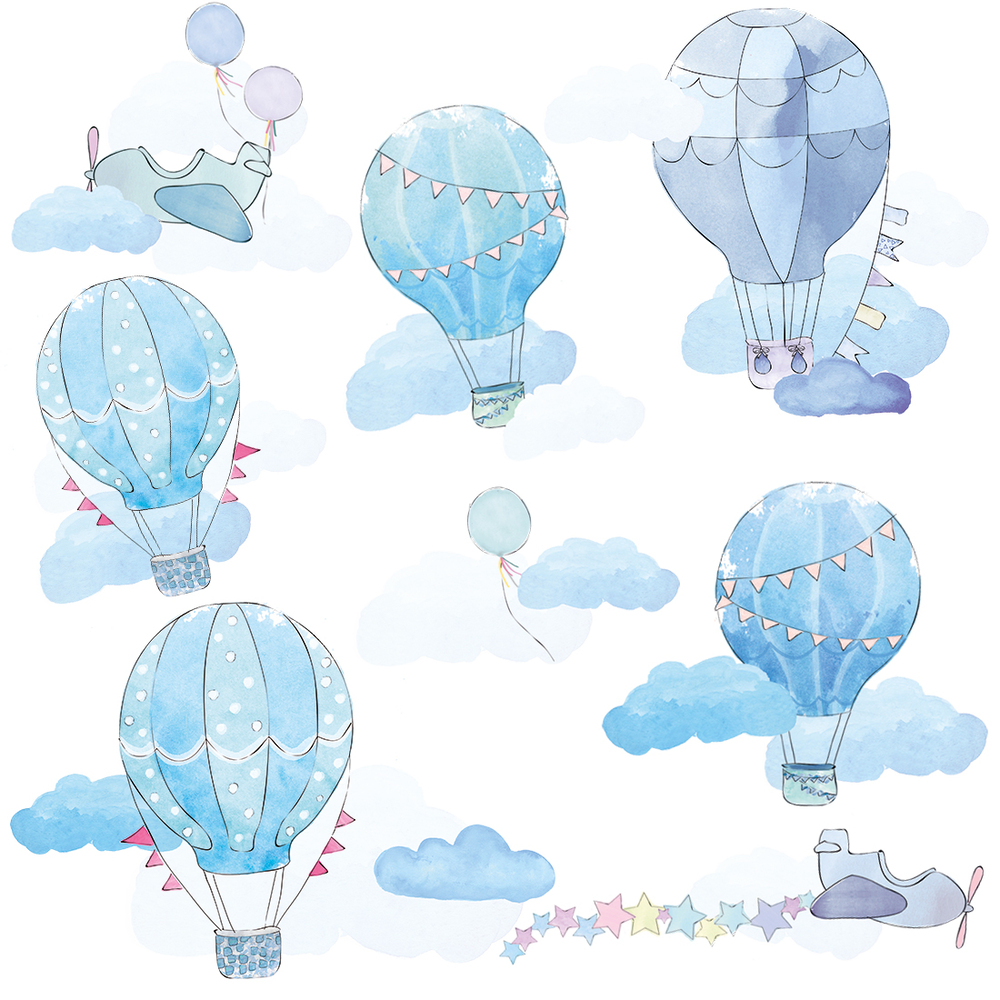 Wandtattoo blaue Ballons