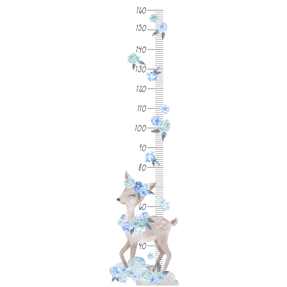 Wandtattoo | Kindermesslatte Reh Blau