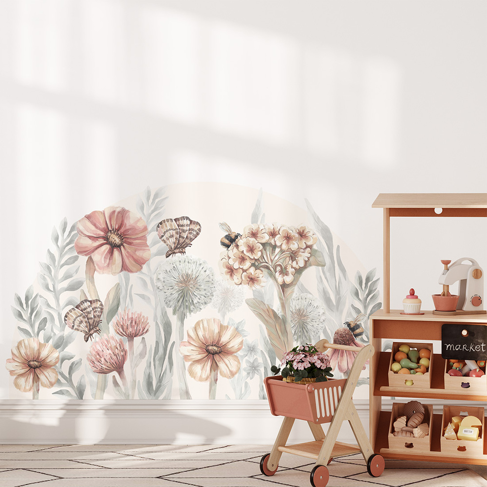 Wand dekoriert mit Wildblumen Wandsticker