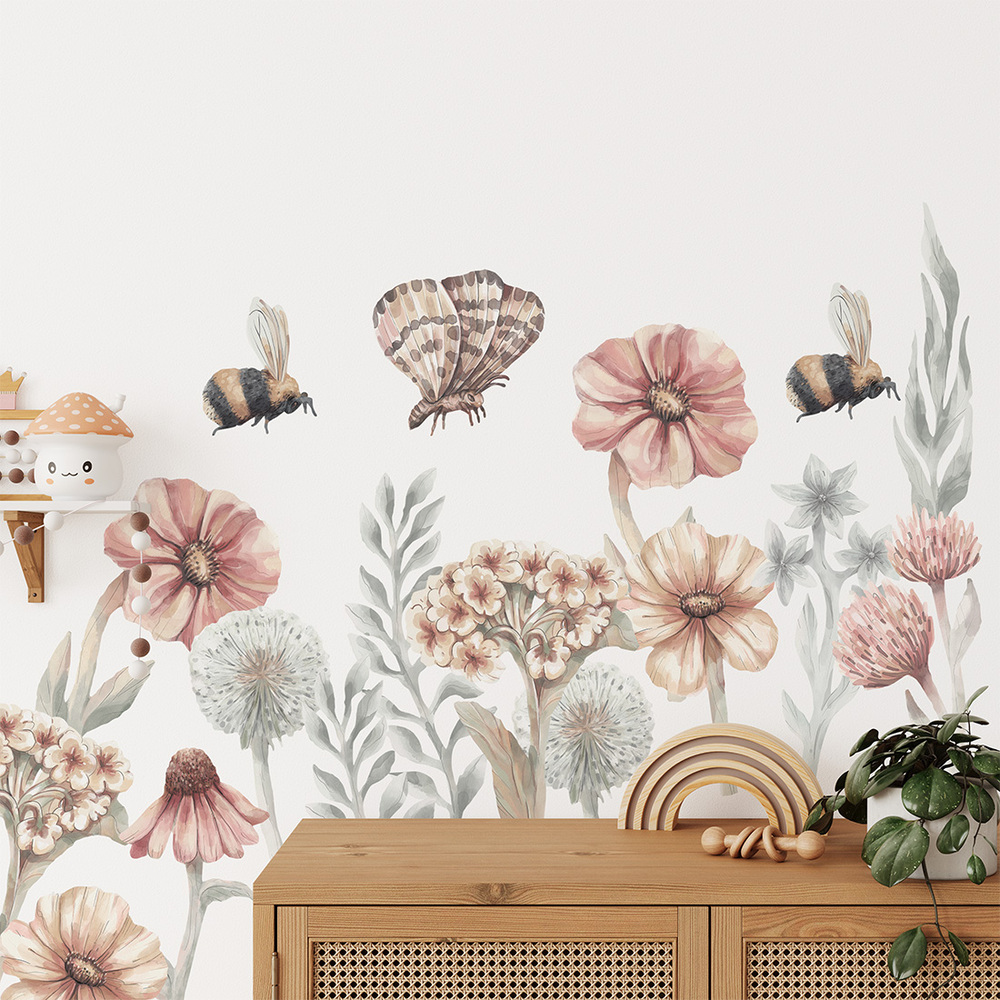 Wand dekoriert mit Wildblumen-Set II Wandsticker