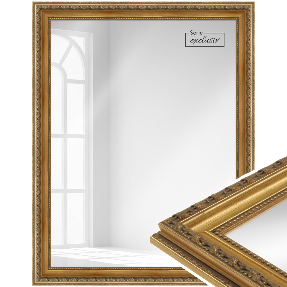 Mende Frames Wandspiegel E027 Gold 50 x 70 cm aus Holz Made in Germany