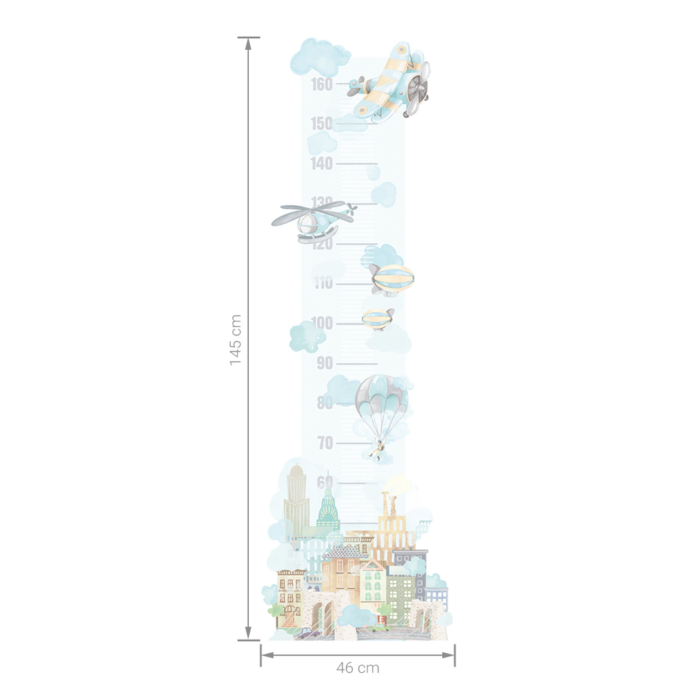 Größenabmessung Flugzeug Kindermesslatte Wandtattoo