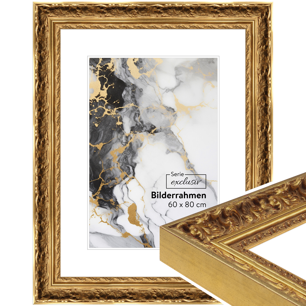 Mende Frames Bilderrahmen E014 Gold 60 x 80 cm aus Holz Made in Germany