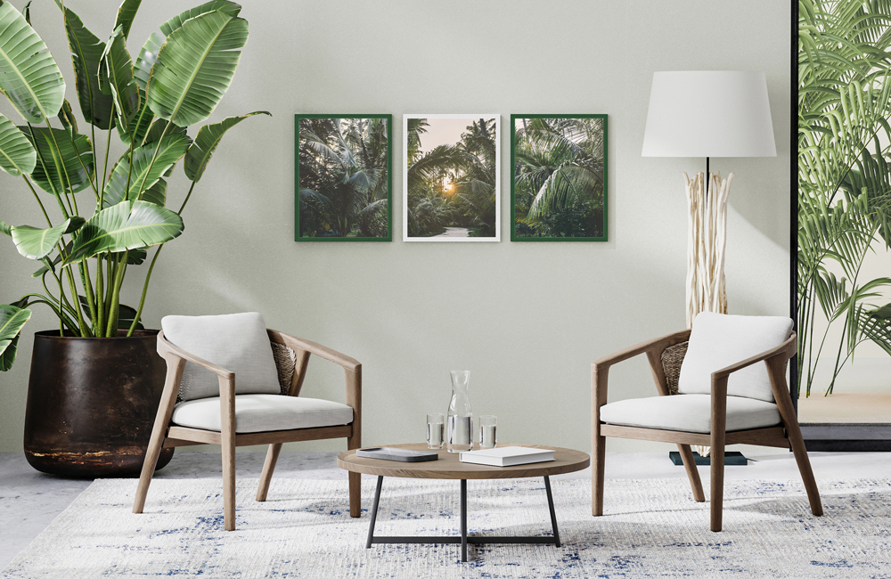 moderne und grüne Holzrahmen weiße und grüne Rahmen in Wohnzimmer
