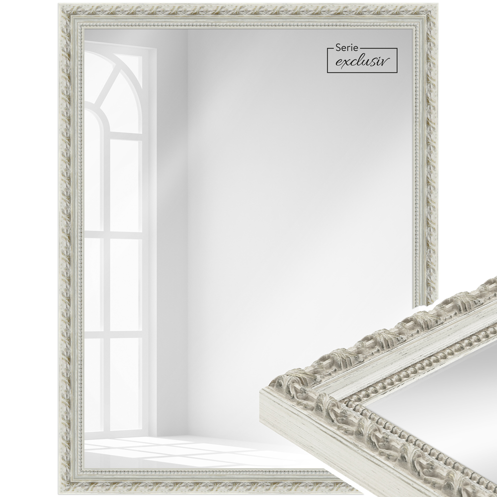 Mende Frames Wandspiegel E003 Weiß 30 x 40 cm aus Holz Made in Germany