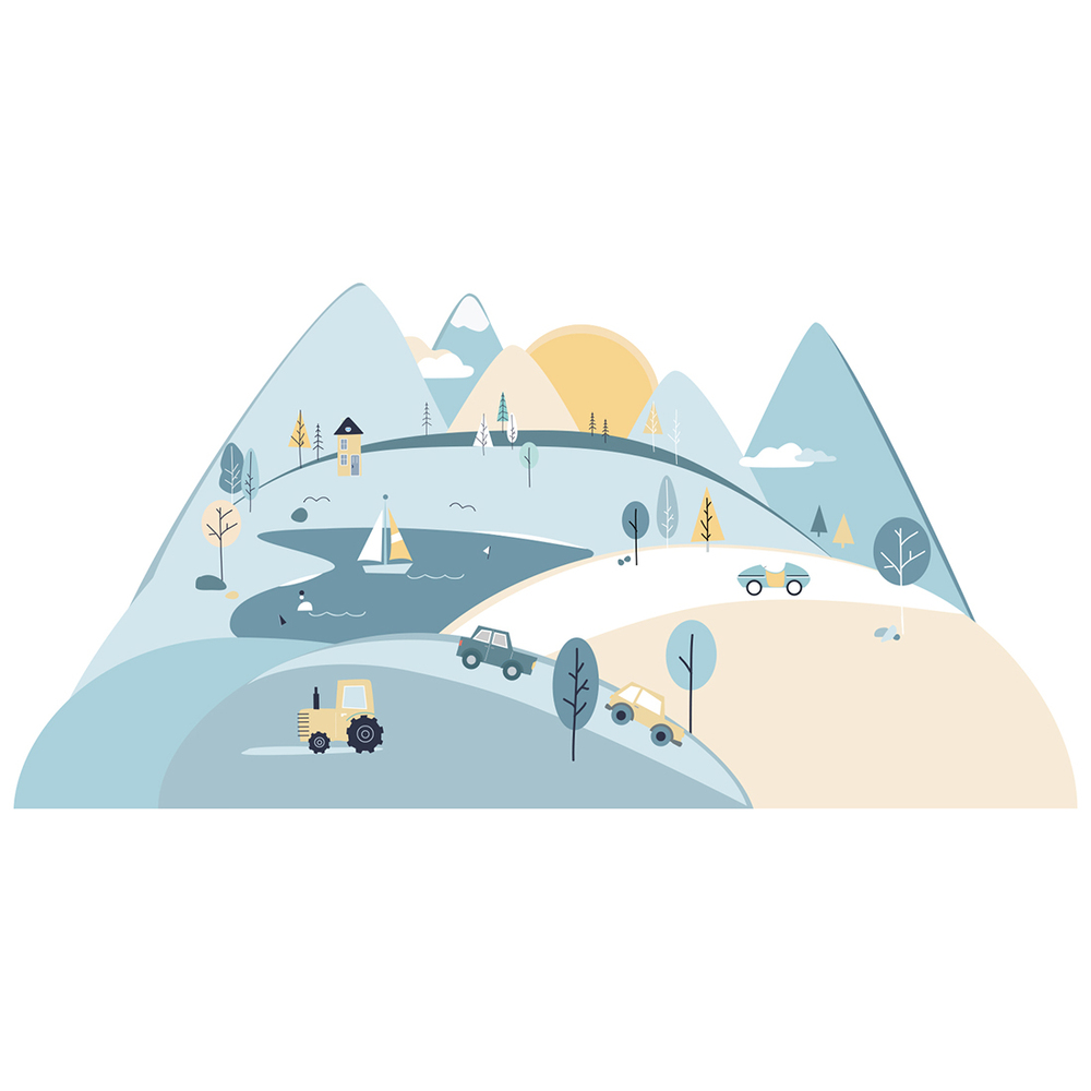 Wandtattoo hellblaue Berge
