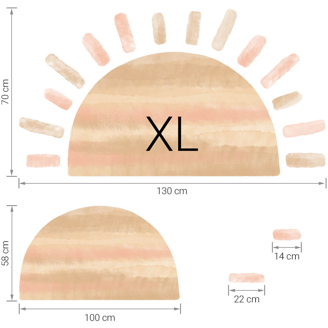 Größenabmessung Sonne Pink XL Wandtattoo