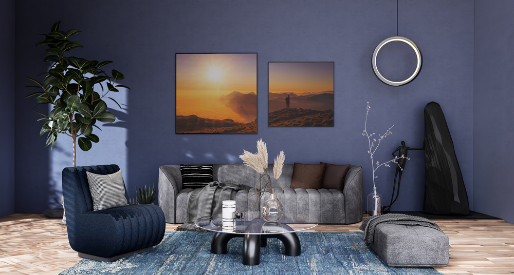 Dunkelblau für Eleganz Wohnzimmer mit einem Stil in der Farbe dunkelblau