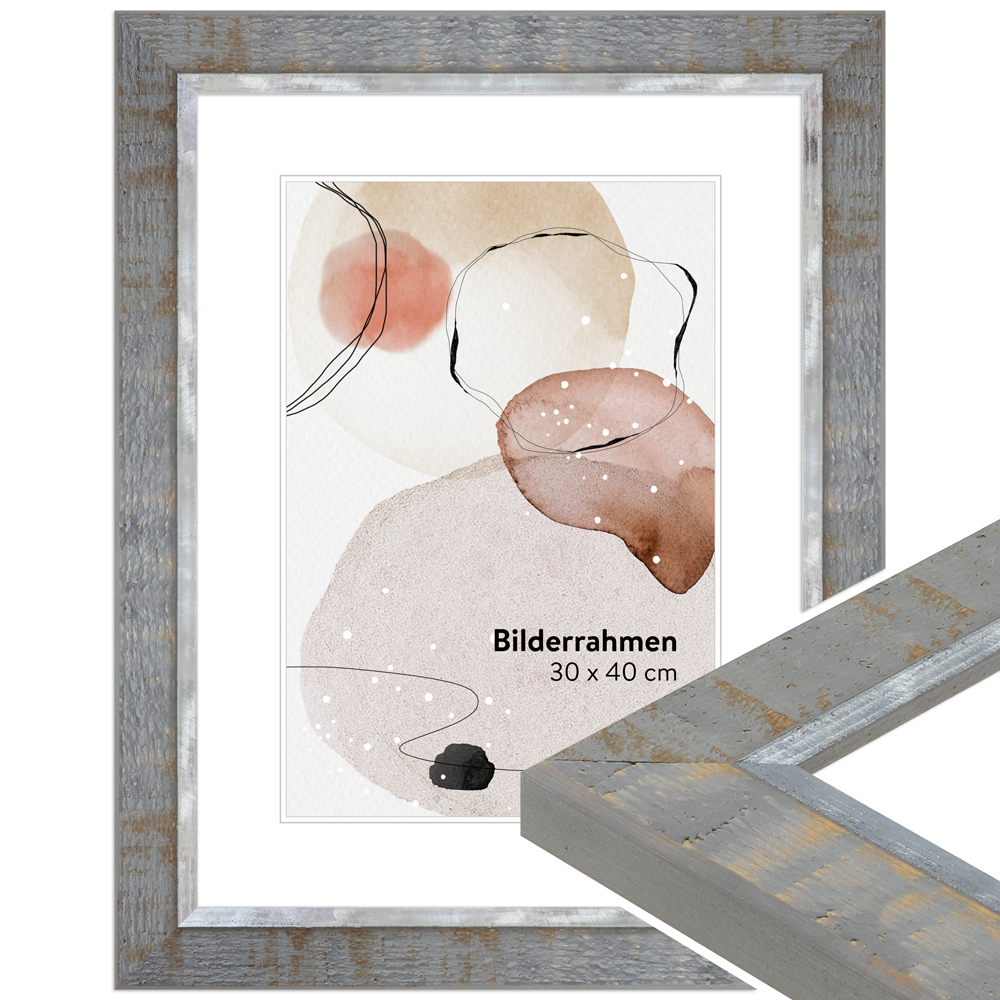 Mende Frames Bilderrahmen H670 Grau 50 x 100 cm aus Holz Made in Germany