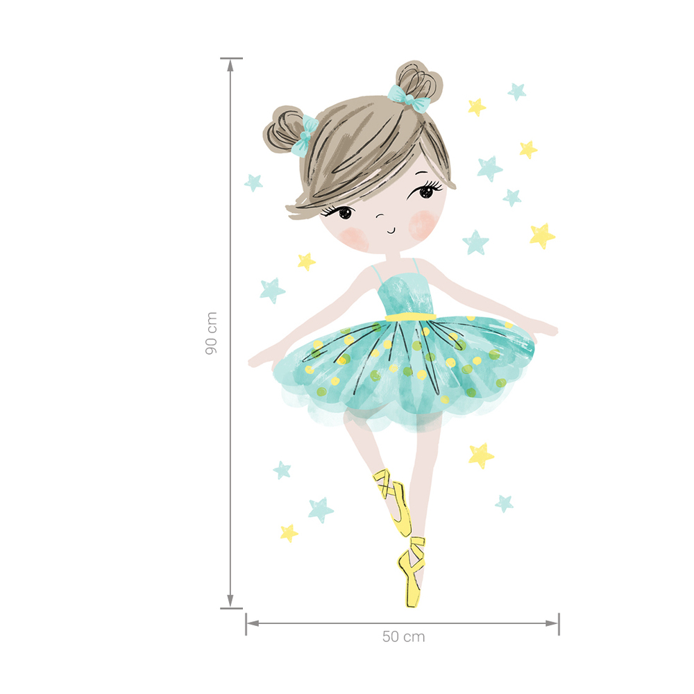 Größenabmessung minzfarbene Ballerina Wandtattoo