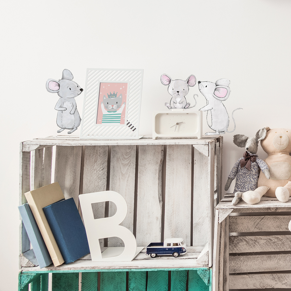 Wand dekoriert mit Mäusefamilie Wandsticker