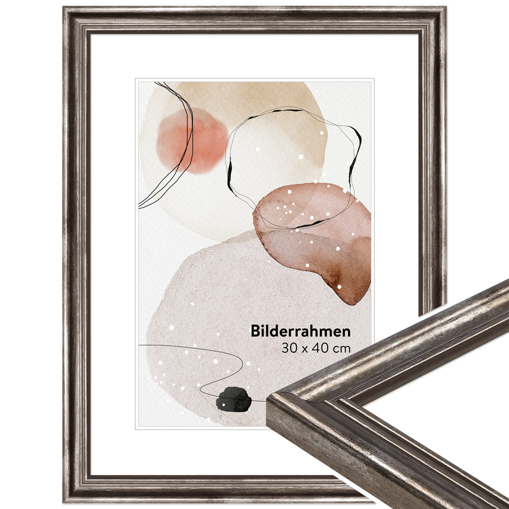 Mende Frames Bilderrahmen H400 Silber 20 x 30 cm aus Holz Made in Germany