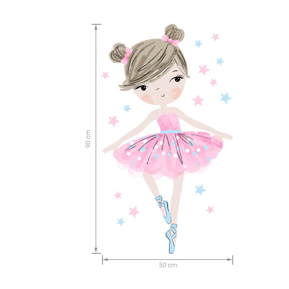 Größenabmessung rosafarbene Ballerina Wandtattoo