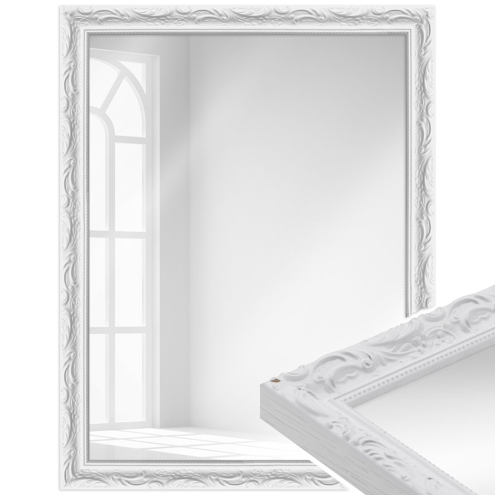 Mende Frames Wandspiegel H530 Weiß 50 x 60 cm aus Holz Made in Germany
