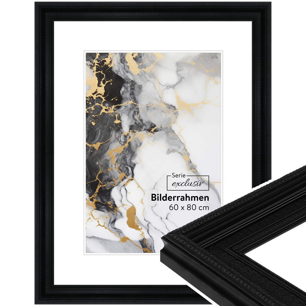 Mende Frames Bilderrahmen E008 Schwarz 30 x 40 cm aus Holz Made in Germany