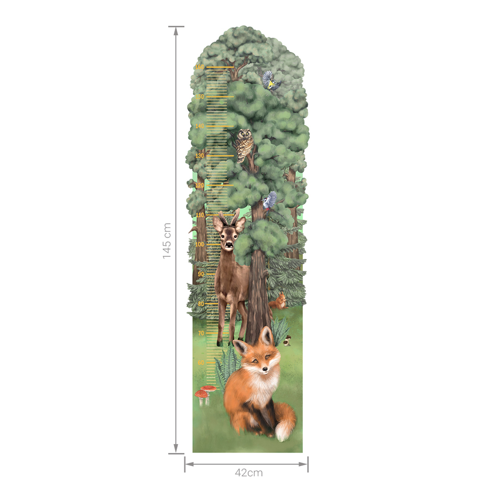 Größenabmessung Kindermesslatte Wald Wandtattoo 
