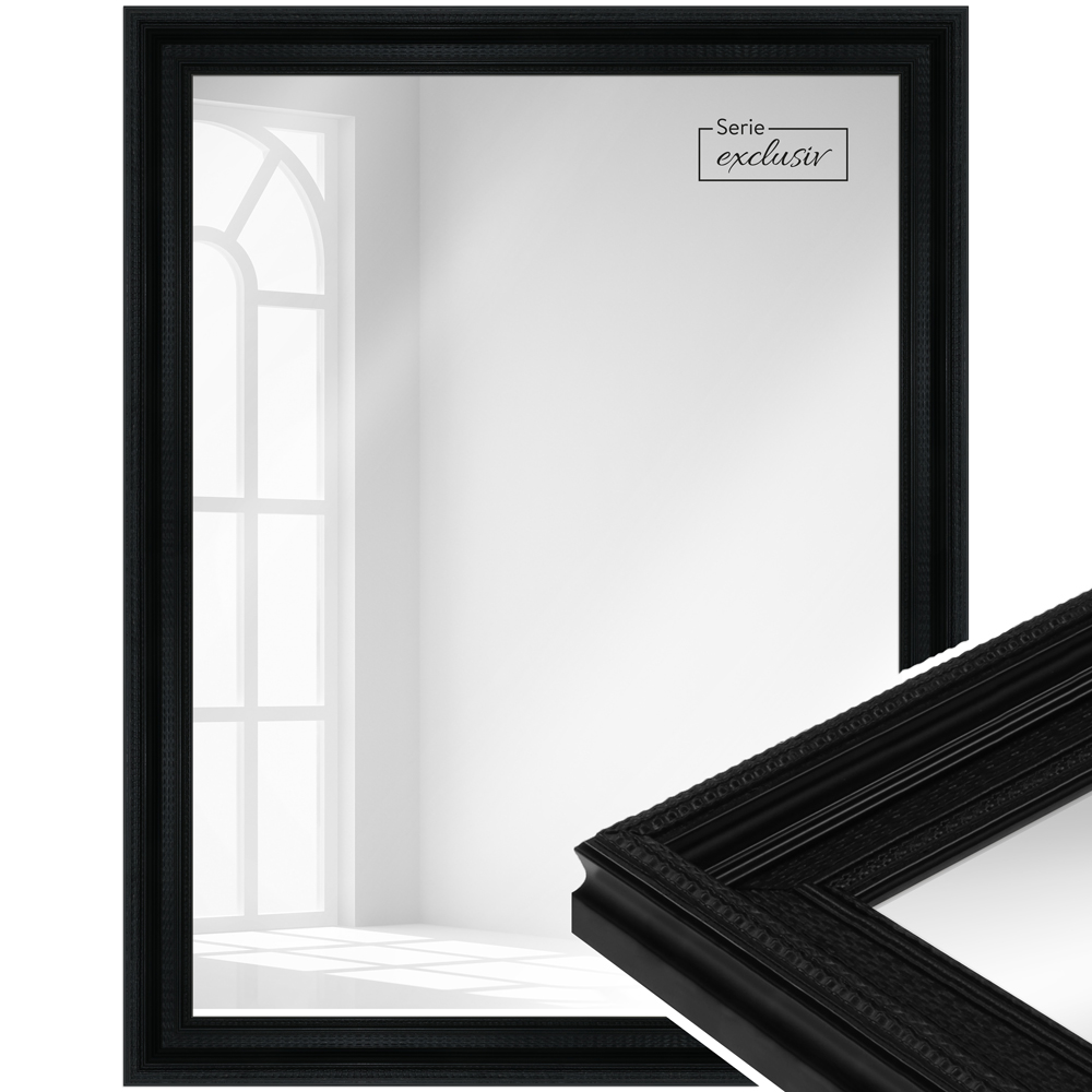 Mende Frames Wandspiegel E008 Schwarz 21 x 29,7 cm aus Holz Made in Germany