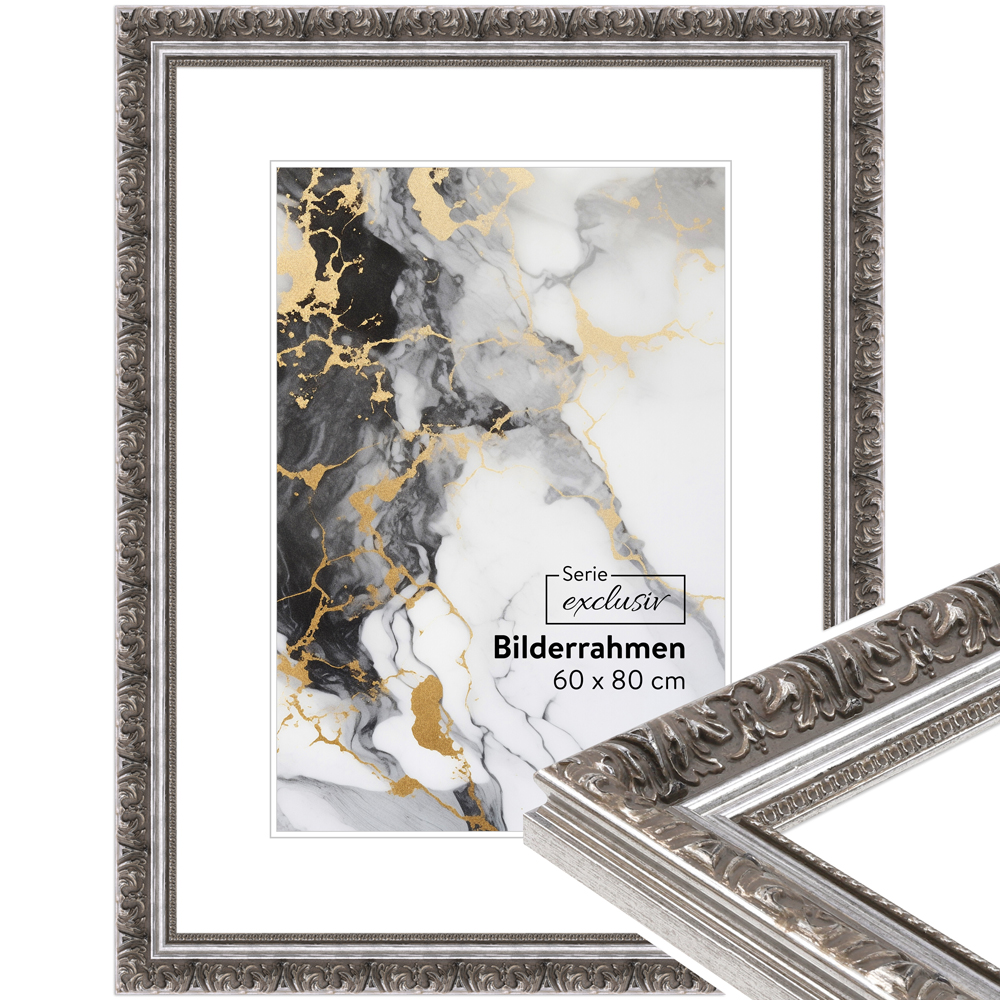 Mende Frames Bilderrahmen E042 Silber 24 x 30 cm aus Holz Made in Germany