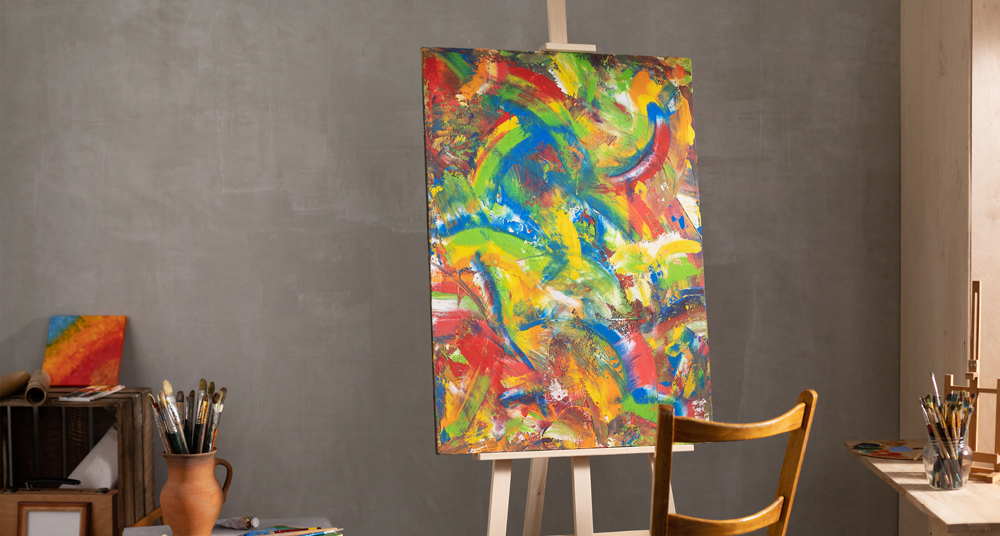 abstraktes Kunstwerk auf Leinwand buntes Gemälde auf Leinwand