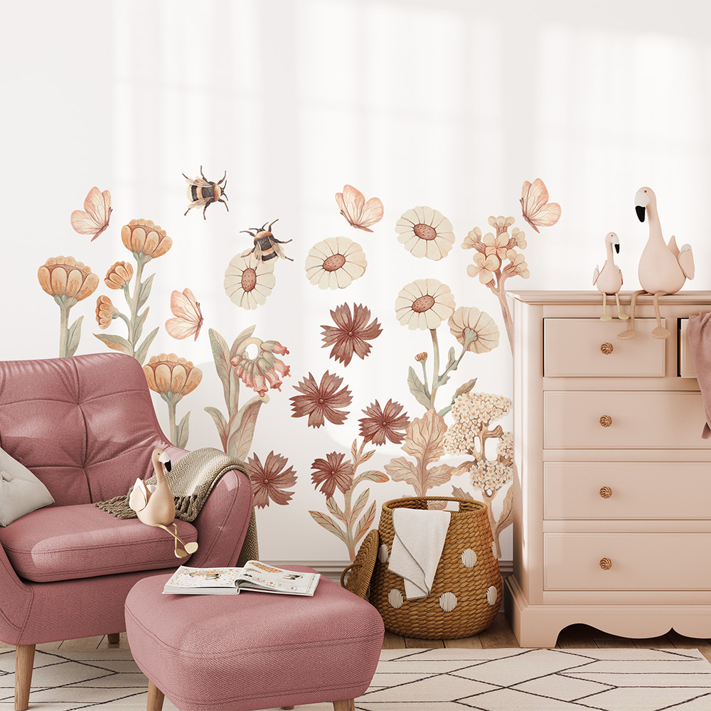 Wandaufkleber Motiv Blumen Boho-Set II