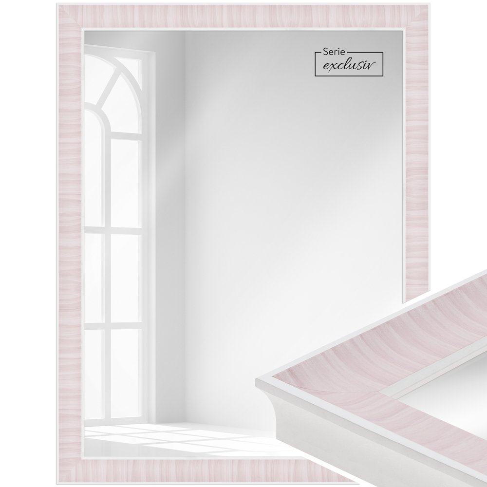 Mende Frames Wandspiegel E038 Rosa 50 x 70 cm aus Holz Made in Germany
