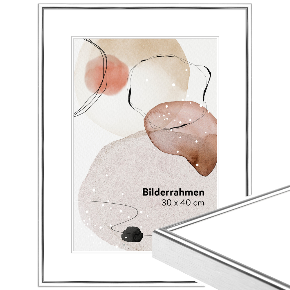 Mende Frames Bilderrahmen H250 Silber-hell 30 x 40 cm aus Aluminium Made in Germany