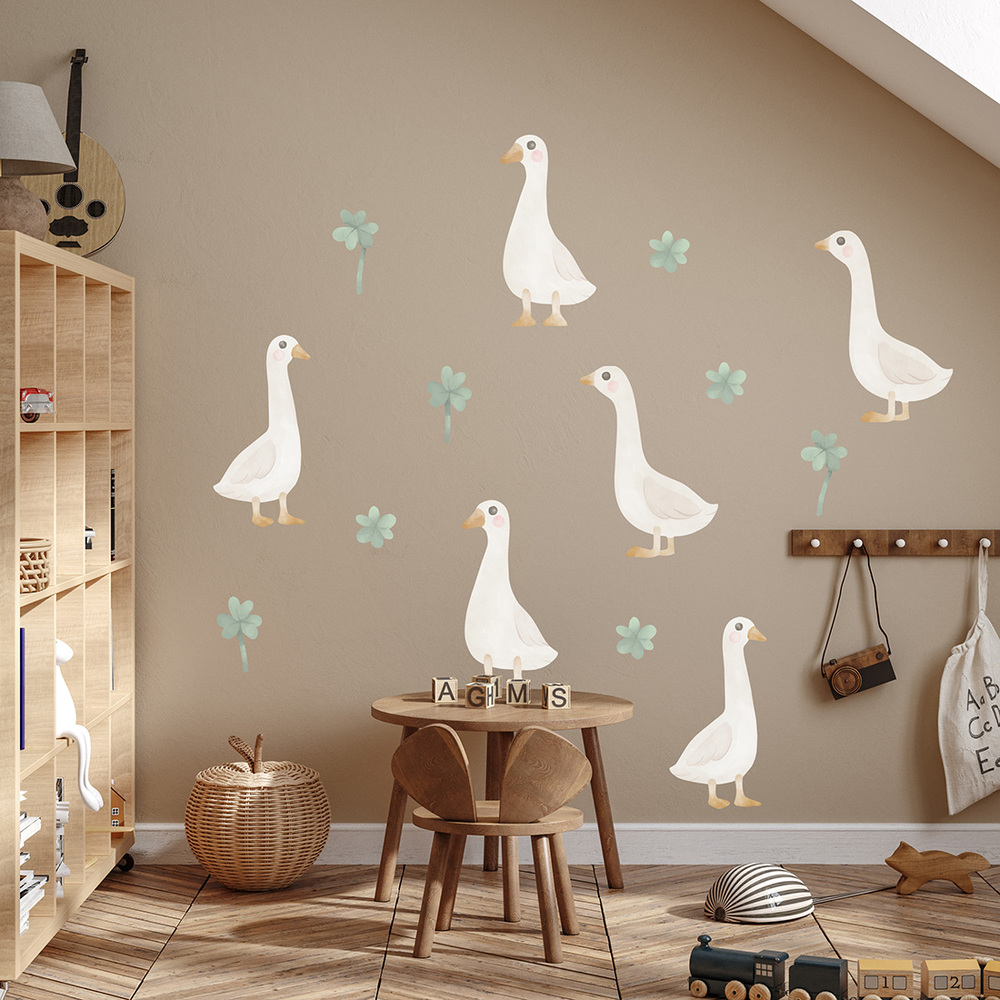 Boho Gänse Wandtattoo über Tisch