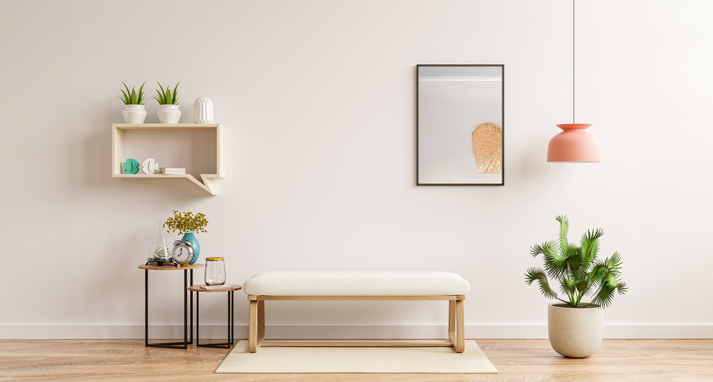 Wandspiegel im Ankleidezimmer Minimalistisches Ankleidezimmer mit Deko