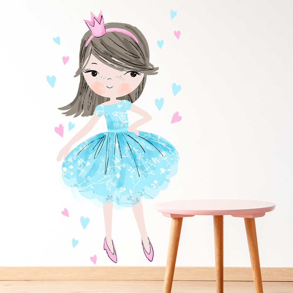 Wandaufkleber Motiv Prinzessin Blau