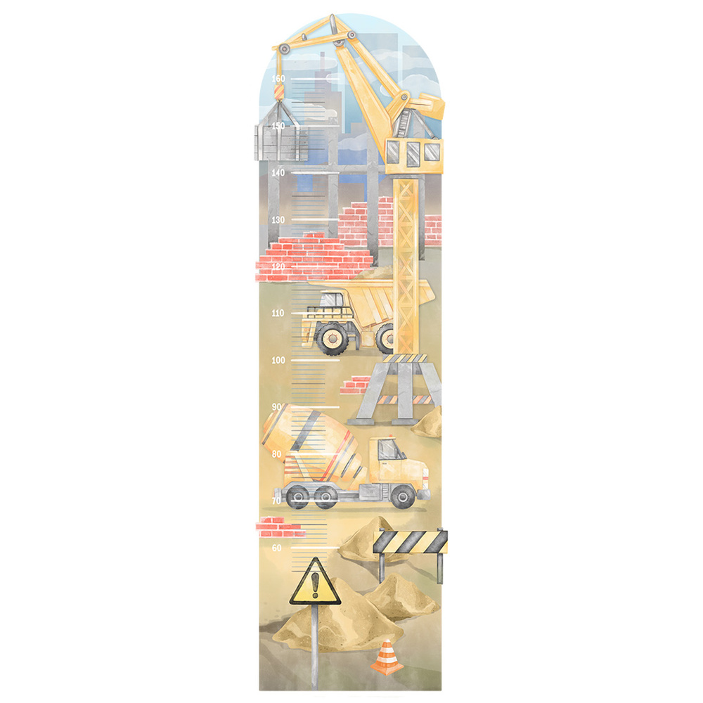 Wandtattoo gelbe Baustelle Kindermesslatte
