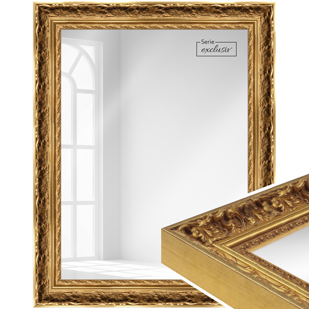 Mende Frames Wandspiegel E014 Gold 40 x 60 cm aus Holz Made in Germany