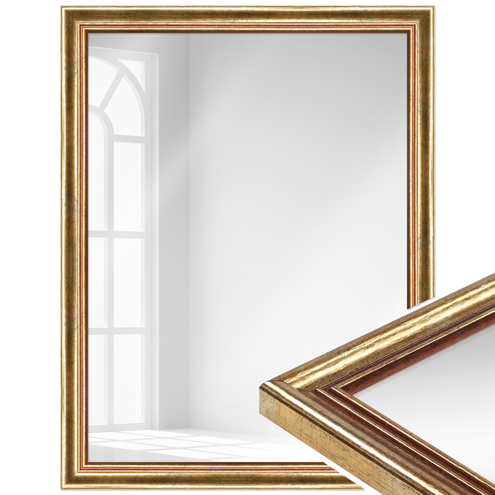 Mende Frames Wandspiegel H400 Gold 50 x 70 cm aus Holz Made in Germany