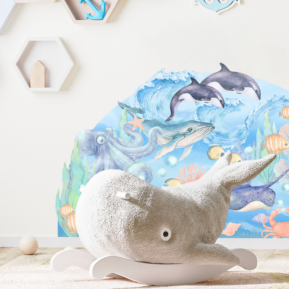 Wand dekoriert mit Unterwasserwelt Wandsticker