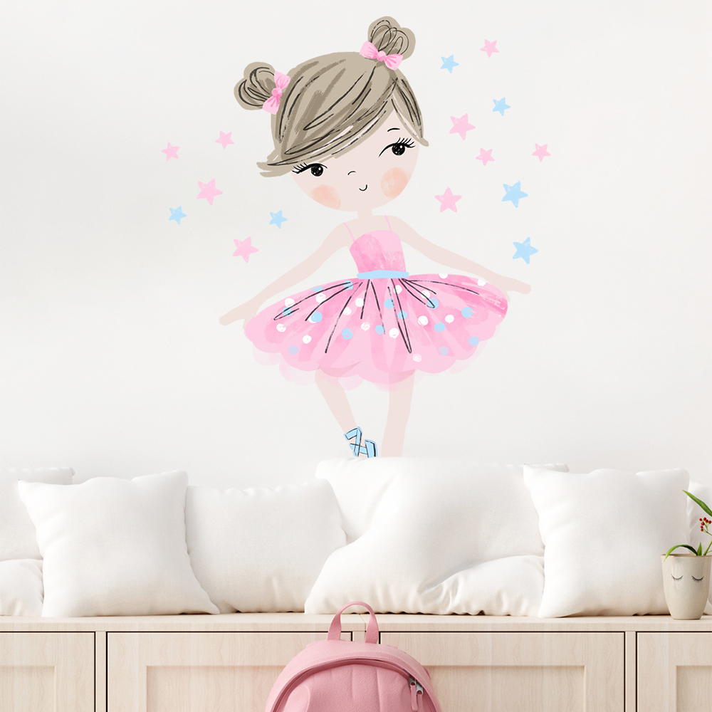 Wandaufkleber Motiv rosafarbene Ballerina