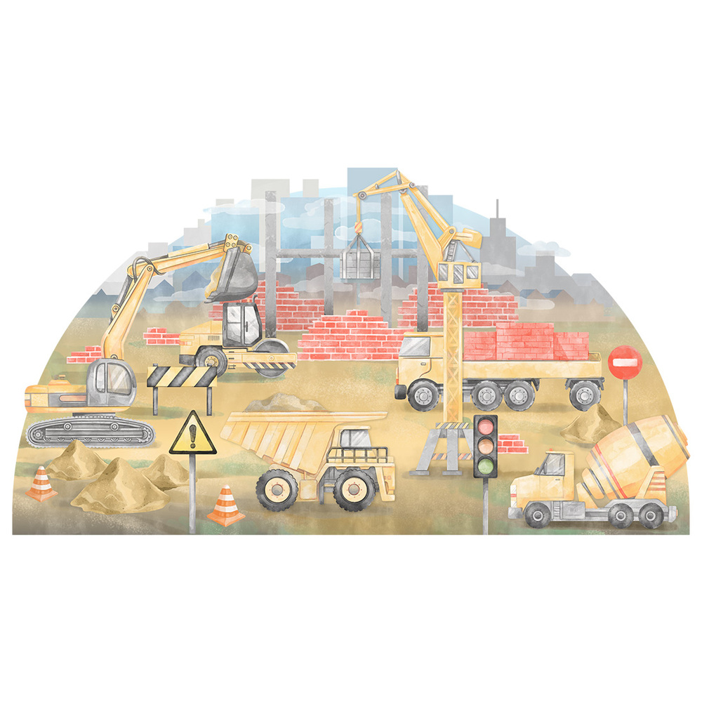 Wandtattoo einer gelben Baustelle