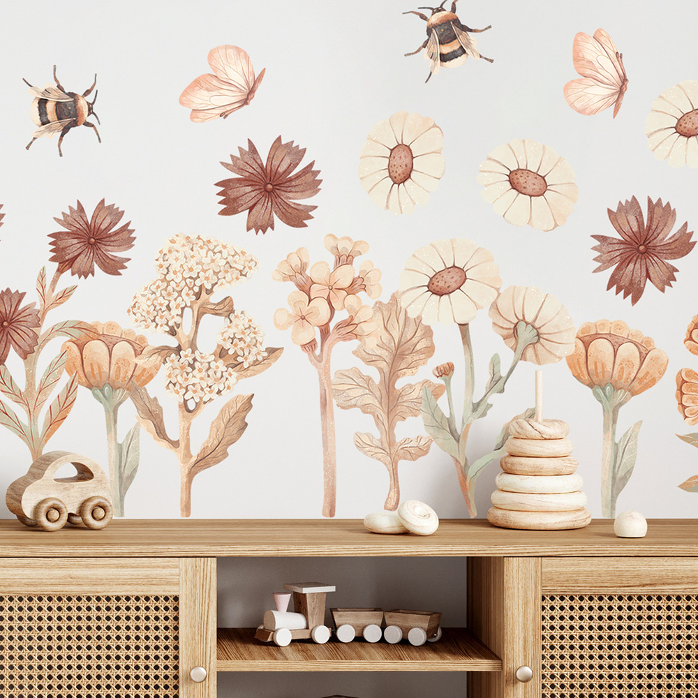 Kinderzimmer dekoriert mit Blumen Boho-Set II Sticker