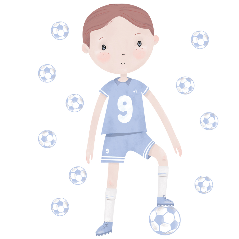 Wandtattoo eines blauen Fußballspielers