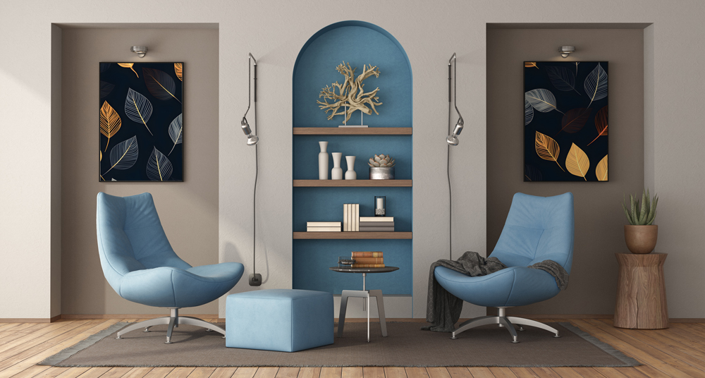 schlichte Aluminiumbilderrahmen in schwarz modernes Wohnzimmer mit schlichten Bilderrahmen