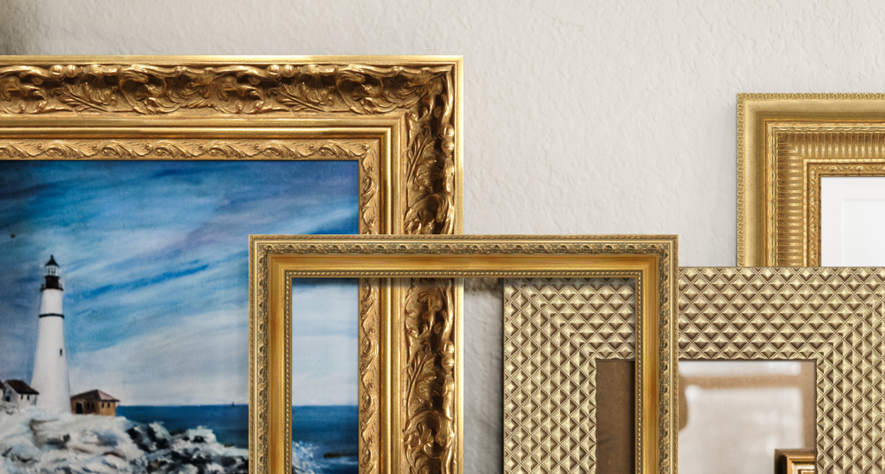 Sammlung antiker Bilderrahmen in Gold hochwertige goldene Bilderrahmen im Antik Stil