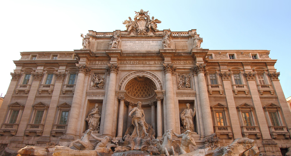 Kunstwerk - trevi-Brunnen historisches Gebäude des Barockzeitalters