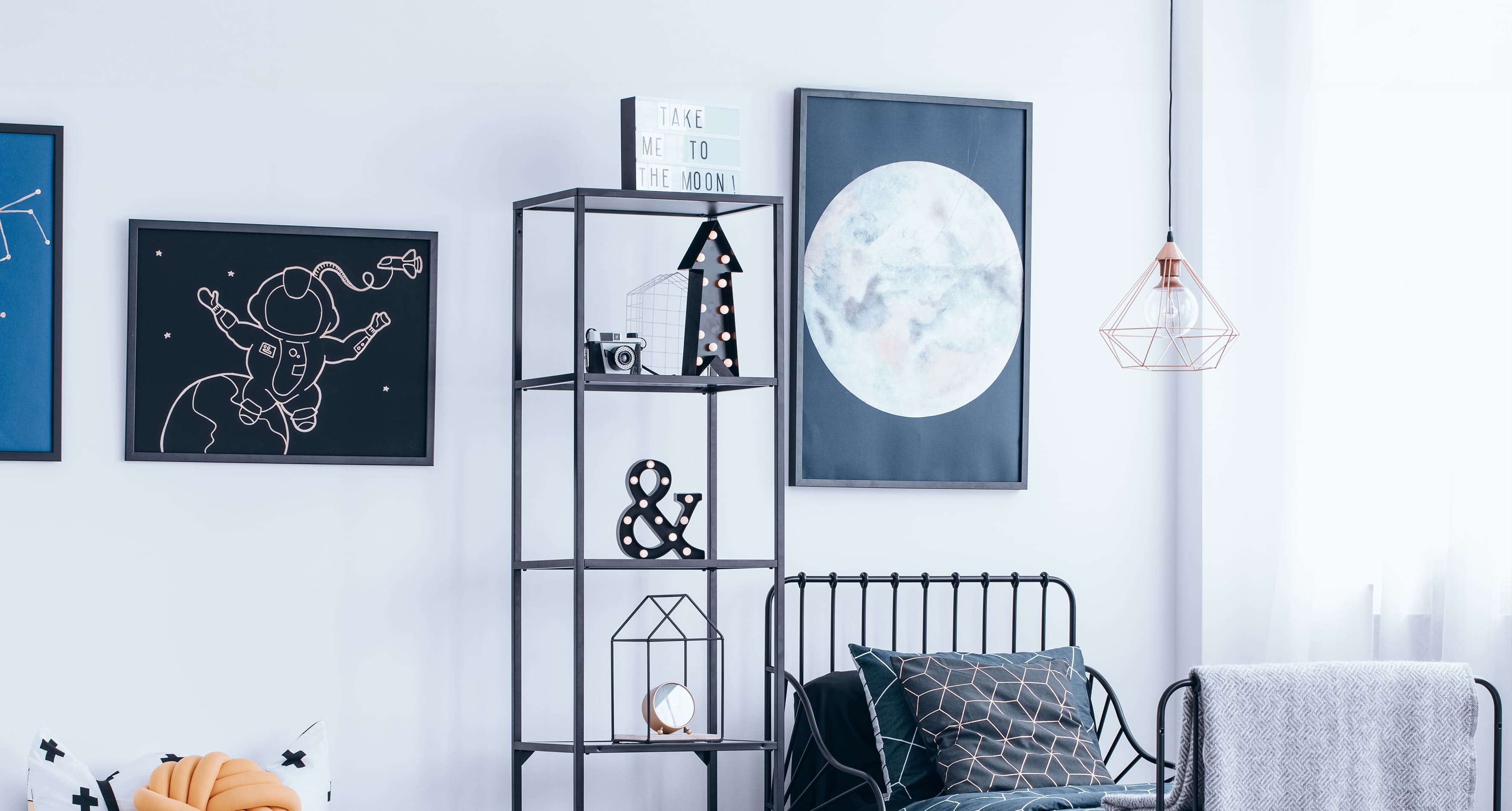 elegante Aluminiumrahmen in Kinderzimmer Poster mit schwarzen Rahmen aus Alu