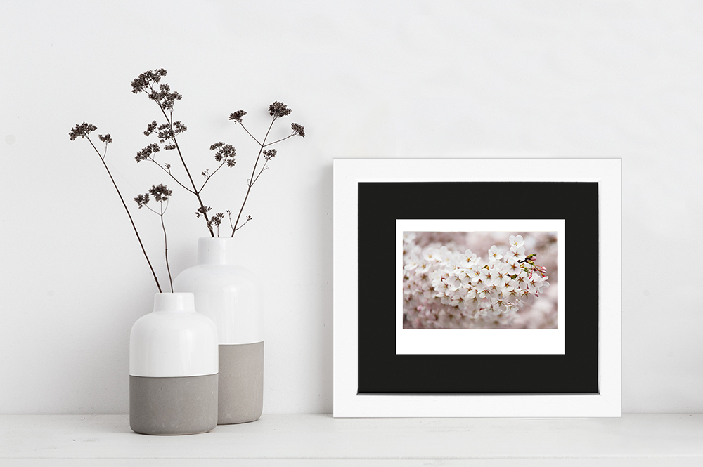 weißer Instax Wide Rahmen für ein Bild dezente Dekoration mit weißem Fotorahmen aus Holz