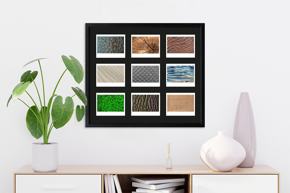 schwarzer Instax Wide Rahmen für neun Bilder moderne Dekoration mit schwarzem 9-fach Fotorahmen