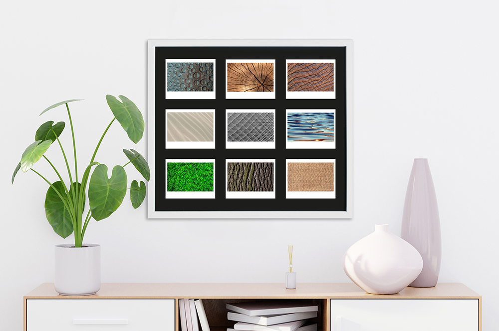 weißer Instax Wide Rahmen für neun Bilder moderne Dekoration mit weißem 9-fach Fotorahmen